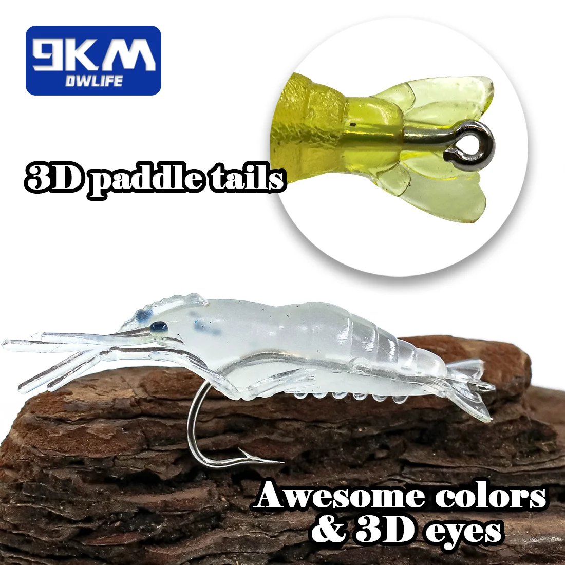Señuelo de camarón de plástico suave con anzuelo, tipo Crappie, Micro hierba, camarones para trucha, bagre, lubina, pesca, señuelos de gambas, agua dulce y salada - imagen 3