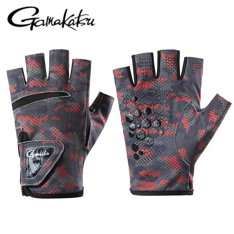 Gamakatsu guantes de pesca sin dedos antideslizantes guantes de protección solar de verano transpirables ciclismo canotaje caza guantes de pesca - imagen 2
