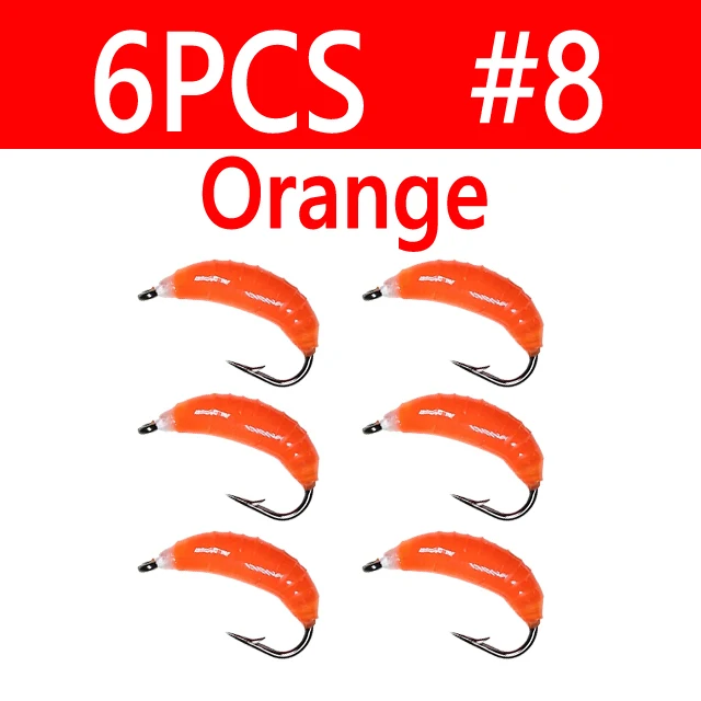 6pcs Orange Size 8