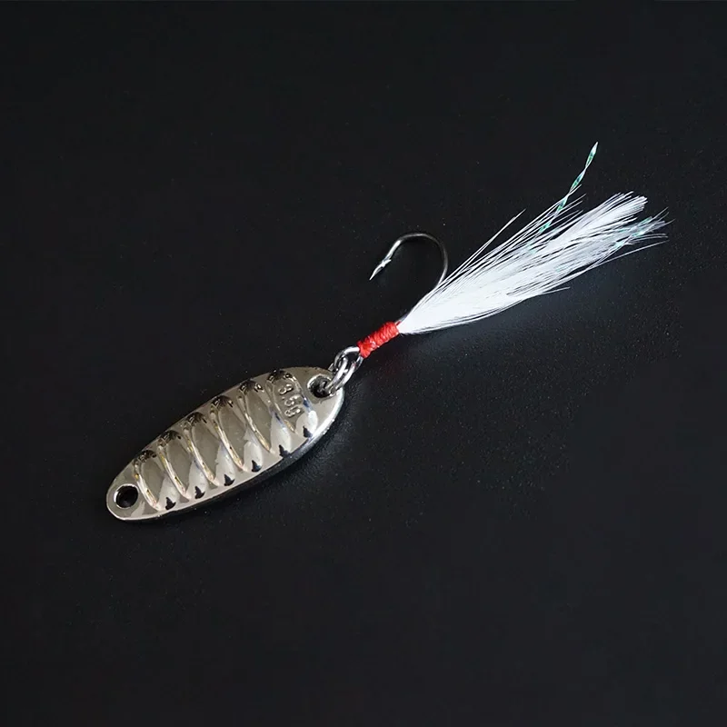 Nuevo 10 Uds. Anzuelo individual de pesca de acero rico en carbono con pluma, anzuelo de pesca para carpa con anillo, anzuelos para señuelo, cuchara - imagen 5