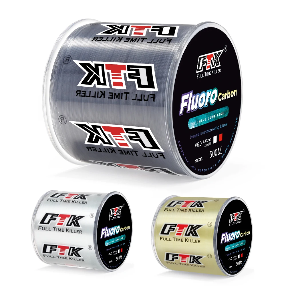 FTK-línea de pesca con revestimiento de fluorocarbono, 500m, 4,13 LB-34,32 lb, línea líder de fibra de carbono, línea de hundimiento de alambre de señuelo de pesca, Japón - imagen 4