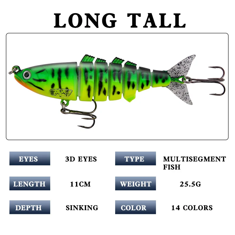 Señuelo de pesca con múltiples secciones articuladas, 1 piezas, 11CM, 25,5g, cebo Artificial Wobbler, Swimbait para lubina - imagen 3