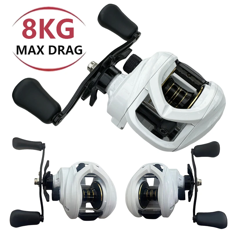 Sistema de freno magnético, carrete de pesca Baitcasting de aguas completas, relación de engranaje 7,1: 1, tensión máxima, carrete profundo de 8KG para pesca con señuelo/barco
