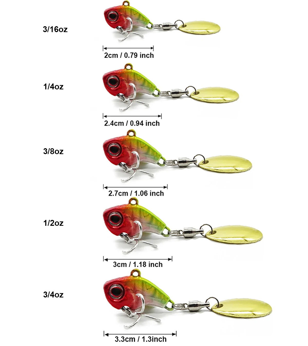 Mini Señuelos de Pesca giratorios, 5 piezas, Spinnerbait, Metal, 5g, 7g, 10g, 14g, 20g, VIB, Wobbler, accesorios de pesca de carpa - imagen 2