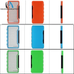 Caja para moscas transparente súper delgada Maximumcatch: plástico transparente con inserto de silicona para almacenamiento de pesca con moscas secas/ninfas