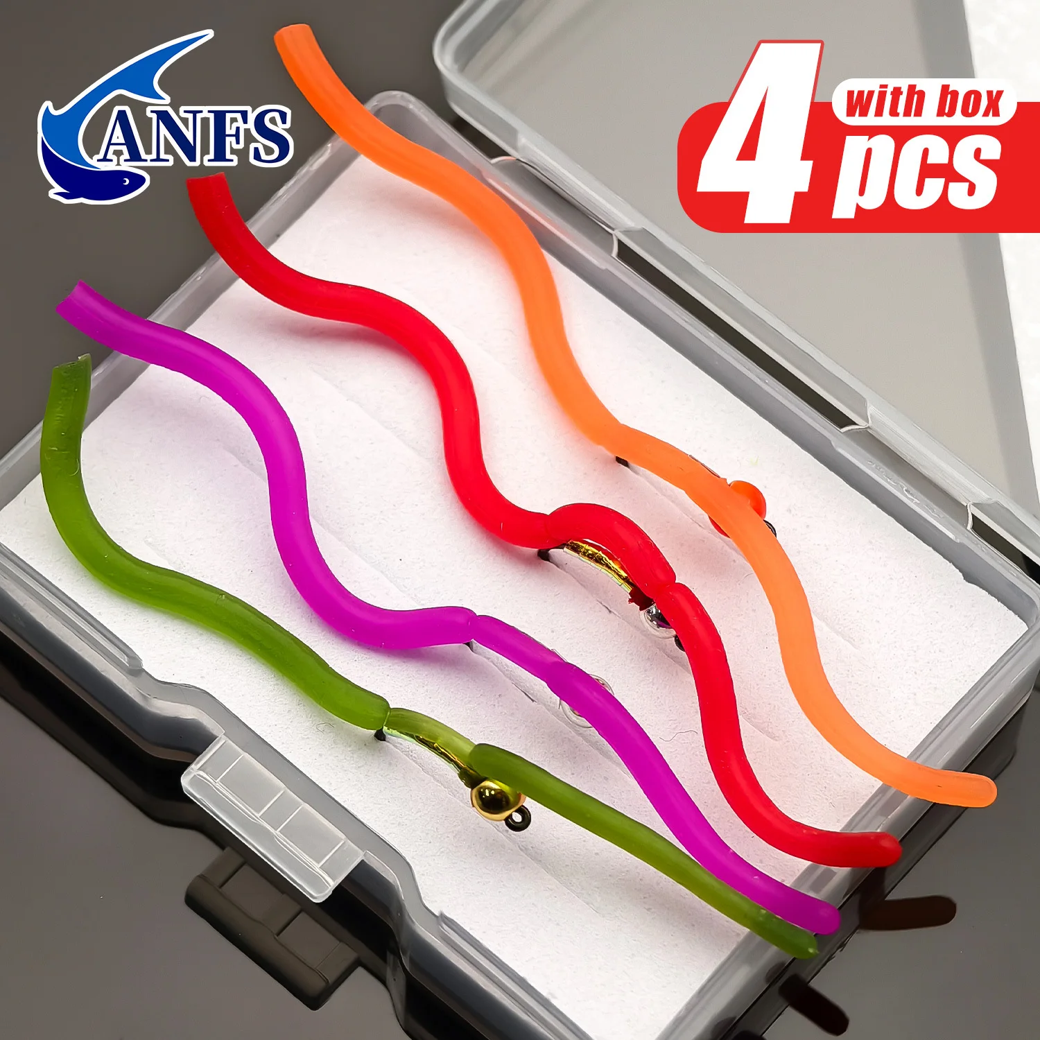 ANFS anzuelos de mosca estilo lombriz para moscas atadas a mano - imagen 2