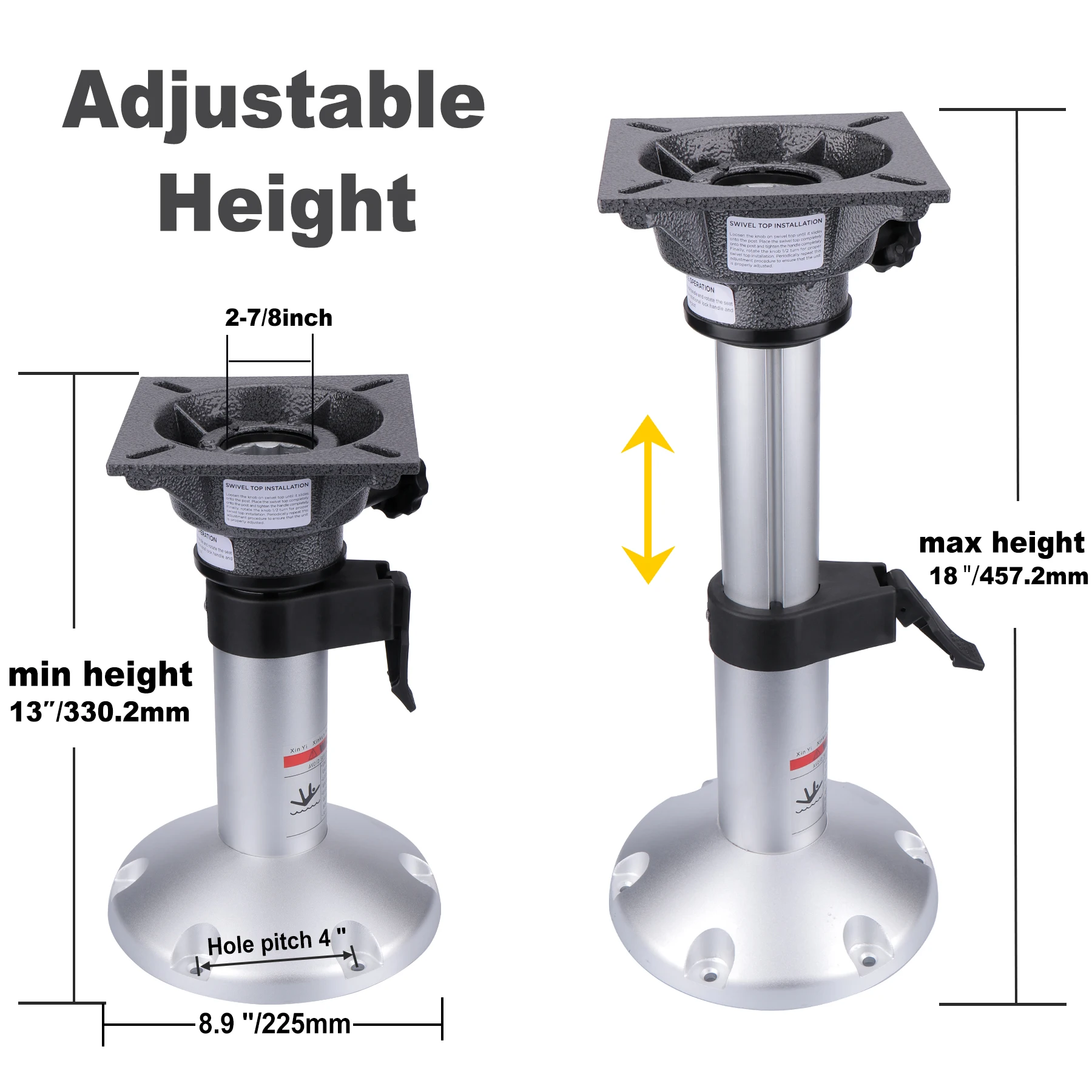 Base de asiento de barco, soporte de Pedestal de aleación de aluminio, ajuste Manual marino, Base de elevación - imagen 2