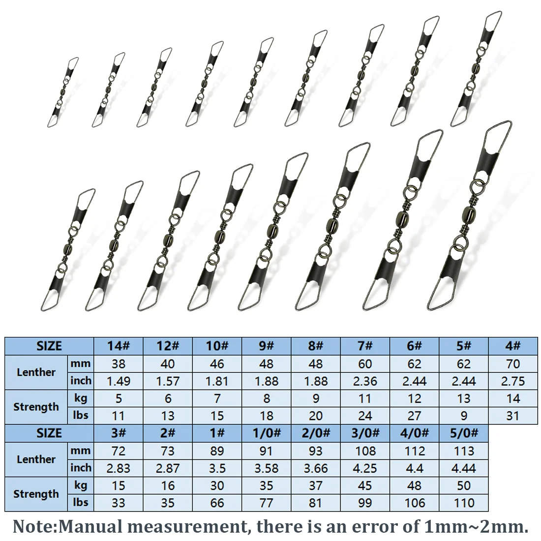 Brocas de pesca dobles, 25 ~ 100 Uds., broches de seguridad de acero inoxidable, barril de pesca, Clips giratorios, conector, aparejos de agua salada - imagen 2