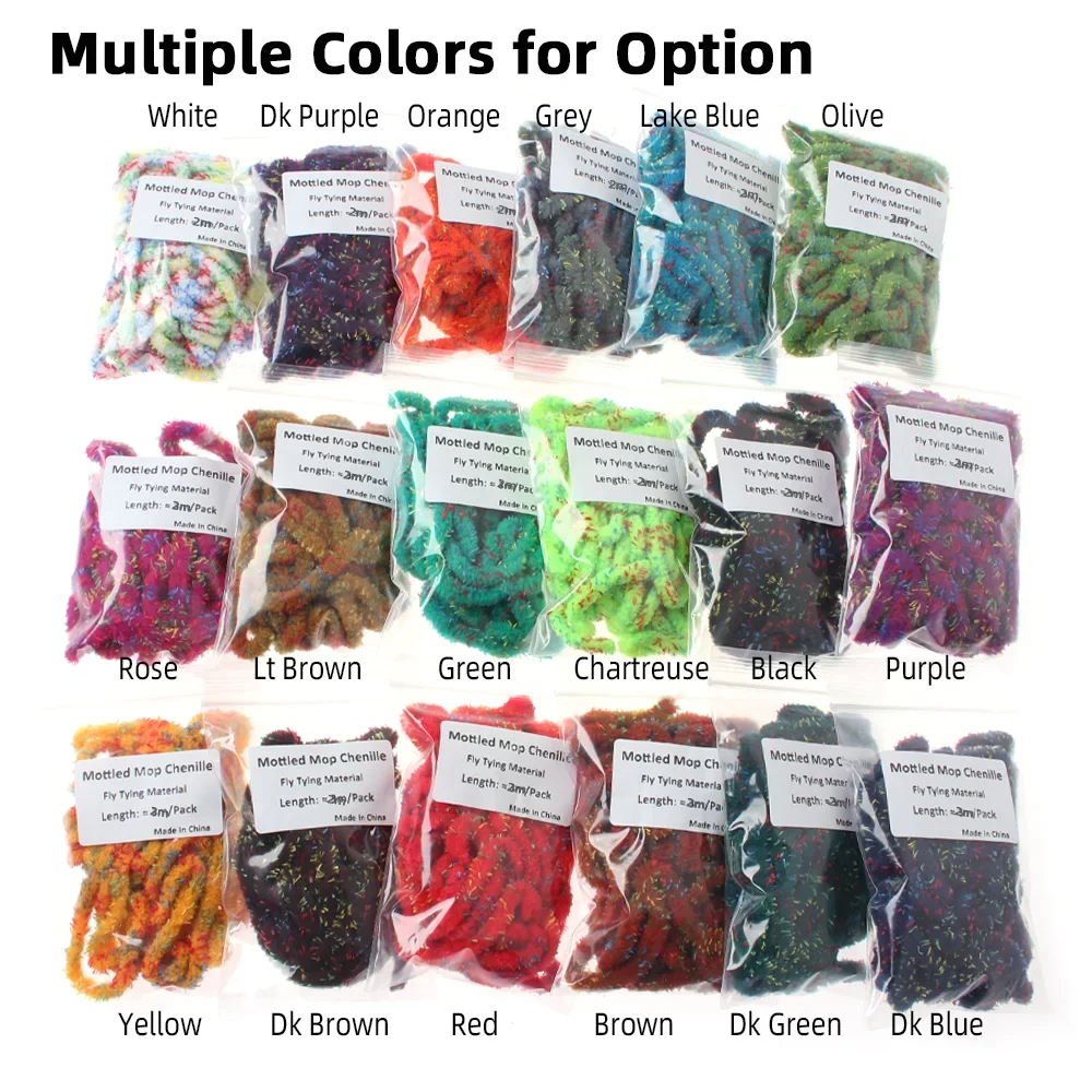 Wifreo 3M atado de moscas fregona moteada chenilla emergente Caddis Ninfa lanoso Bugger Streamer moscas de agua salada trucha señuelo Material de fabricación - imagen 4