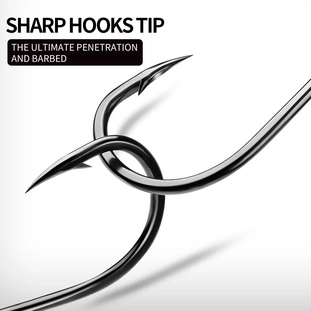 PROBEROS 50 Uds plantilla de acero rico en carbono anzuelo único con púas punta afilada para bagre Bullhead pesca en río disponible al por mayor - imagen 5