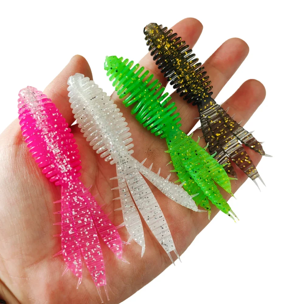 24 Uds 95MM gusano silicona suave señuelo de pesca fuelle enmalle Artificial Lucio lubina Swimbait aparejo para cebos de pesca leurre souple - imagen 2