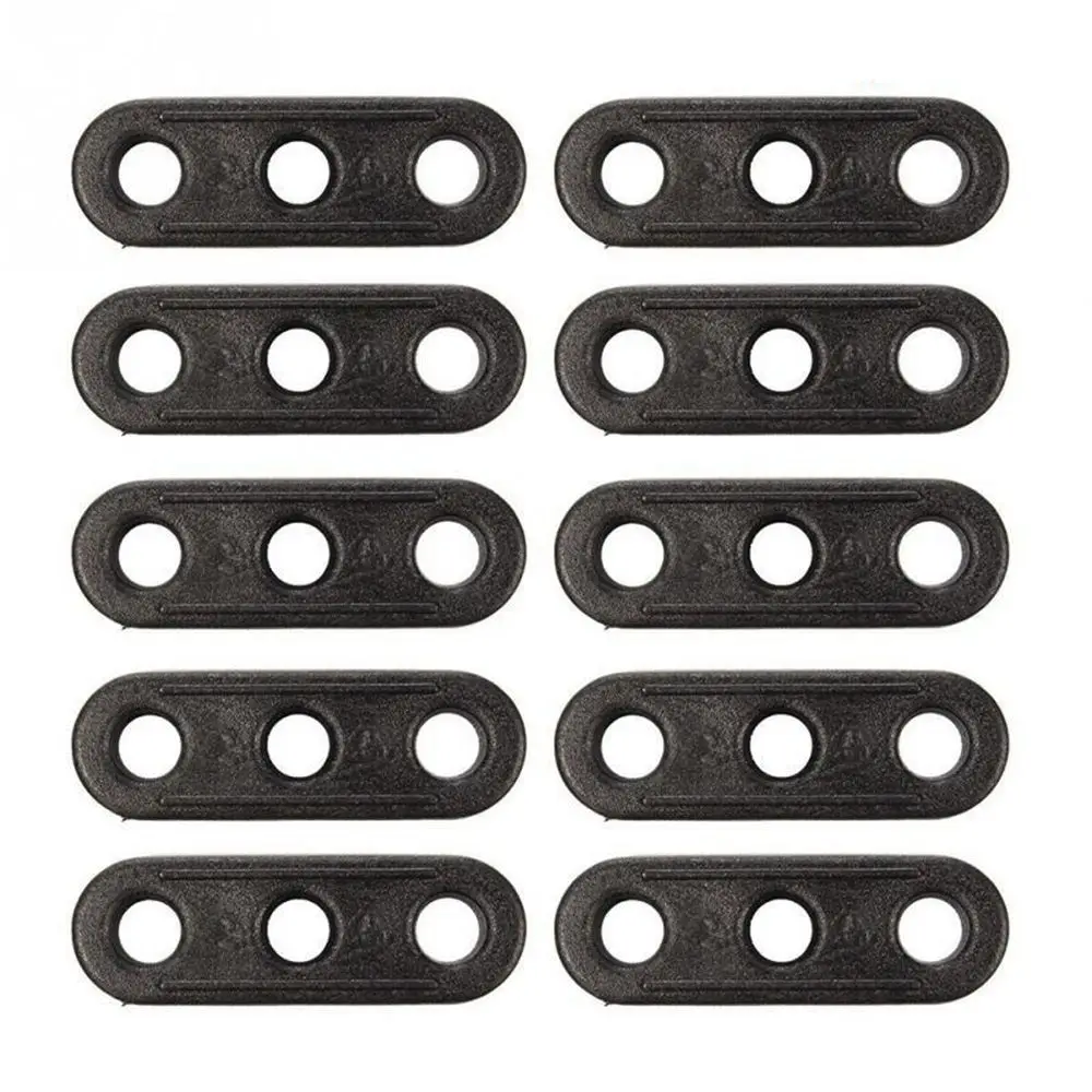 Hebilla de cuerda de viento negra para tienda de campaña, 10 piezas, cierre tensor, 3 agujeros, accesorio de Camping - imagen 3