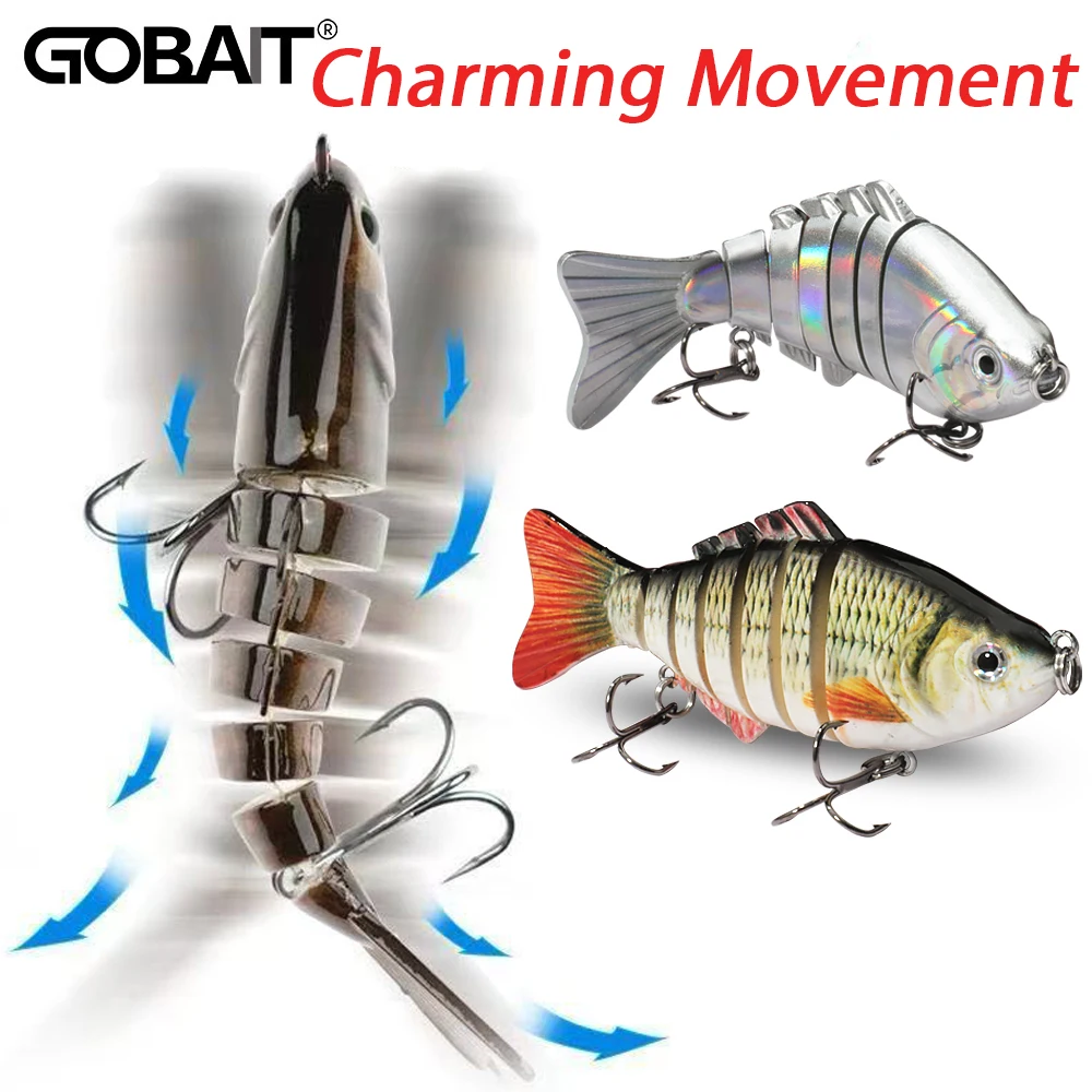 GOBAIT-Kit de Señuelos Swimbait, 18g, 10cm, segmento de hundimiento multiarticular, sonajero, Cranbait, anzuelos triples, caja de aparejos de Pesca de carpa, cebos - imagen 3