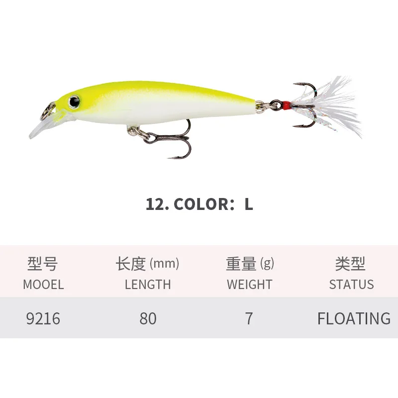 Cebo de pesca, anzuelo de pluma de cebo duro láser flotante de largo alcance, 80MM/7G, cebo falso, pesca en mar de agua dulce, pout de lubina - imagen 5