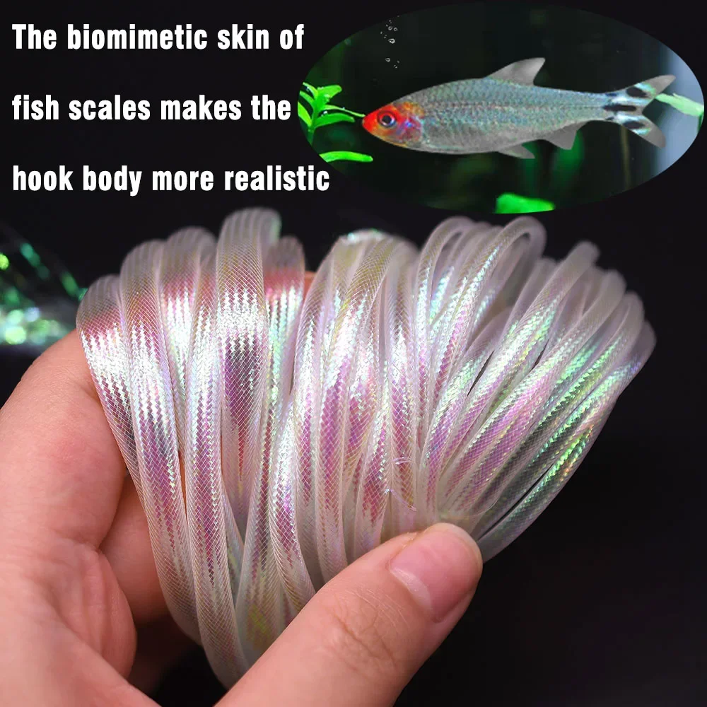 MNFT MNFT 2 m/bolsa trenza nacarada tubo Mylar atado con mosca pesca holográfica redonda 2mm 4mm 6mm 8mm - imagen 5