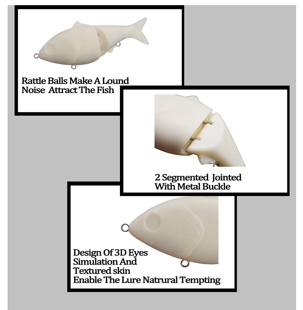 Chan'sHuang-Señuelos de Pesca artificiales en blanco, 3 piezas, 13CM, 52G, deslizadores, hundimiento sin pintar, 2 articulaciones, Swimbait - imagen 4