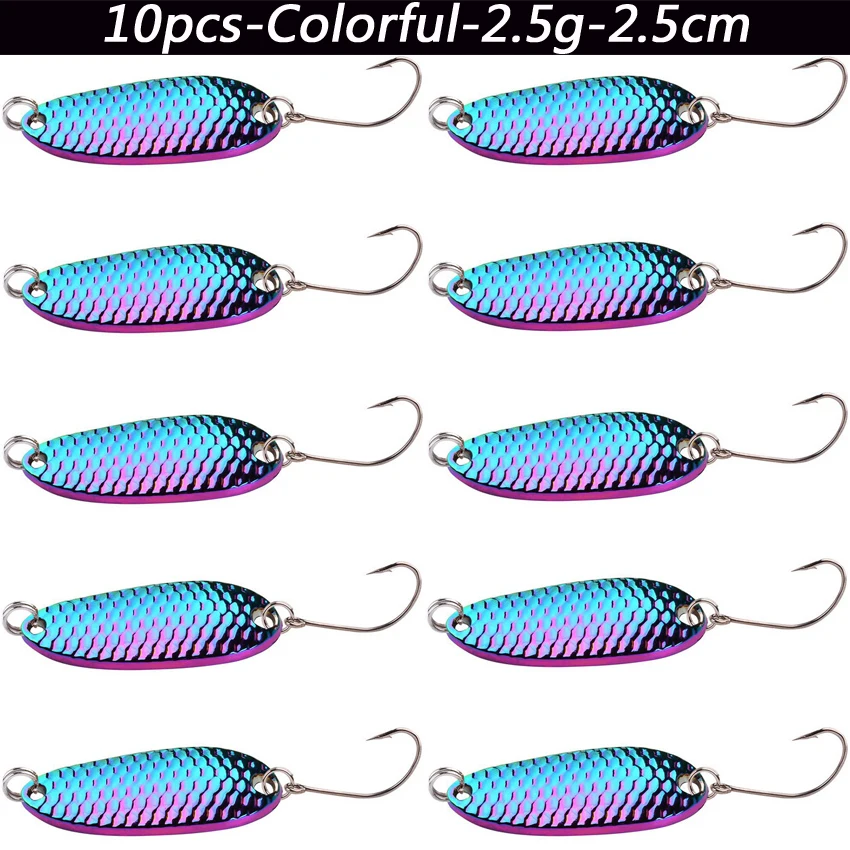10 Uds. Señuelos de Pesca con cuchara para trucha, cebo giratorio, Wobblers, señuelos Jig, Pesca Artificial, lentejuelas VIB, cebos duros para aparejos de Pesca de carpa - imagen 5