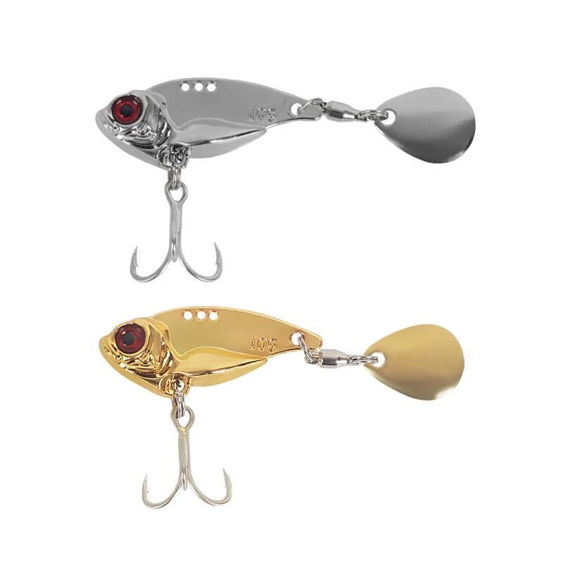 Señuelo de pesca de Metal Vib, cuchara, cebo duro Artificial giratorio brillante para pesca con caña, 10g, 15g