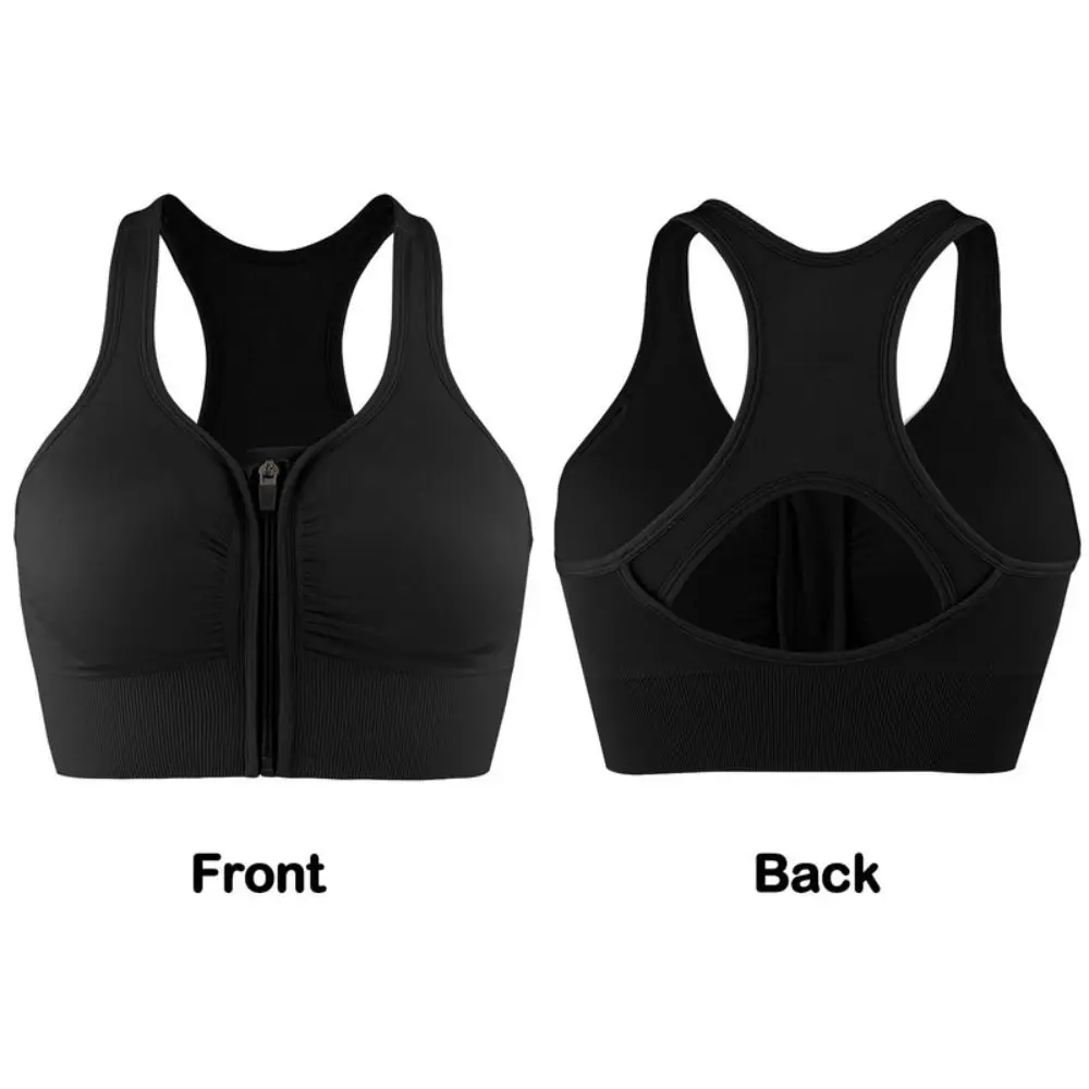 Mode sportbeha met ritssluiting aan de voorkant Schokbestendig Naadloze fitnesstop Ademende gymbeha in grote maten - imagen 2