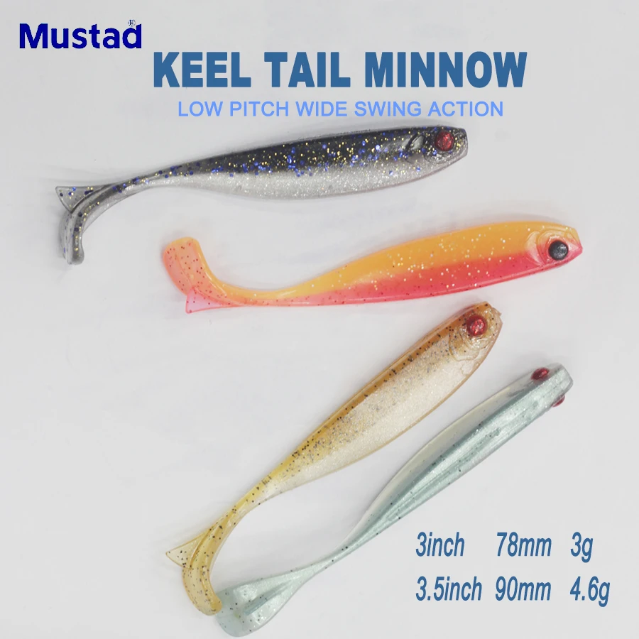Mustad KEEL TAIL MINNOW Mezashi señuelo suave cebo 3 pulgadas/3,5 pulgadas 3g/4,6g 6 uds perca M cebo de pesca al aire libre
