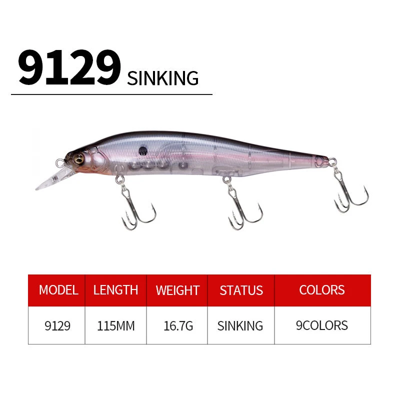 Señuelo de Pesca de pececillos que se hunde, 1 piezas, 115mm, 16,7g, Wobbler Crankbait Isca, cebo duro Artificial, aparejos de Pesca de carpa - imagen 2