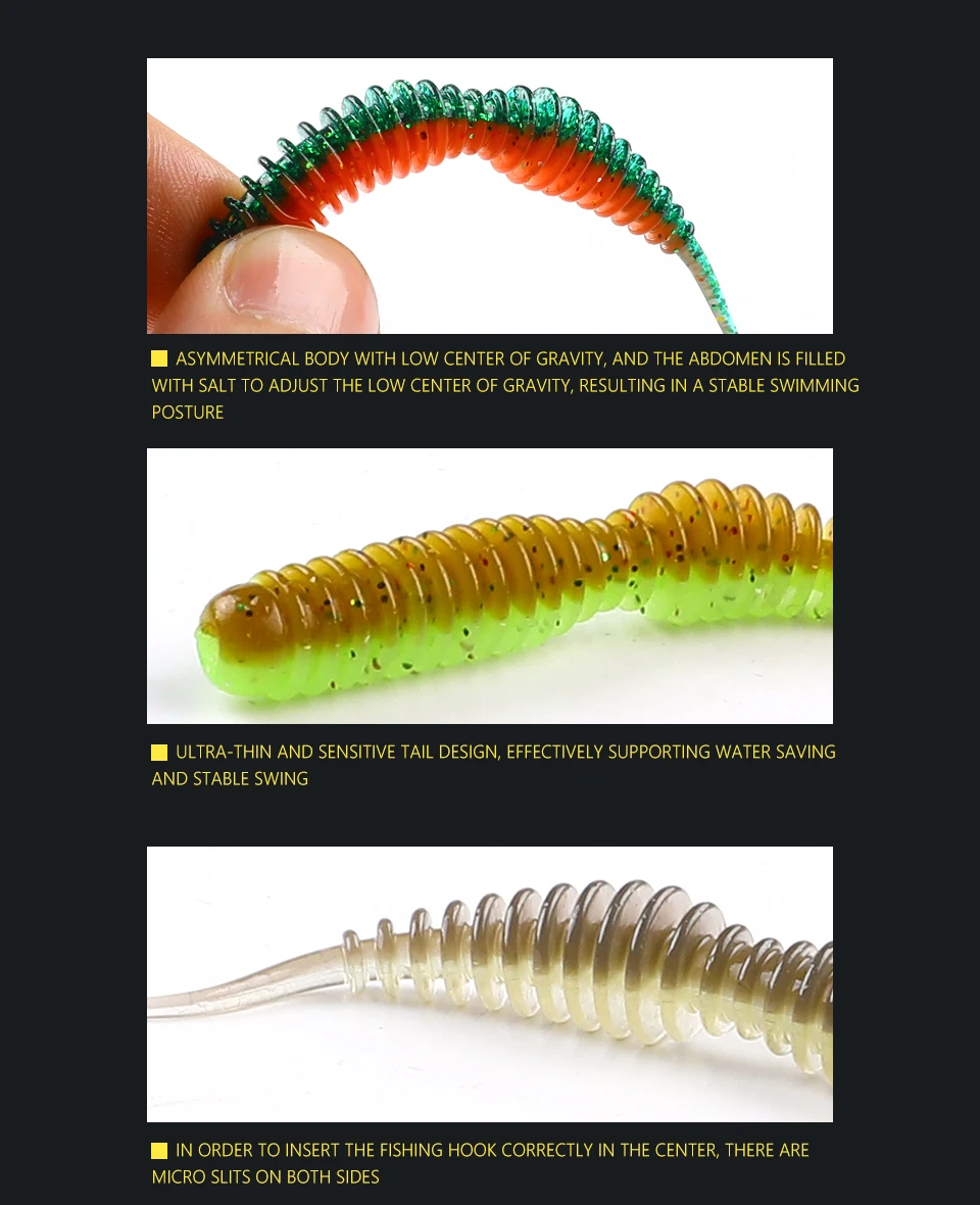 Cebo de gusano supercontinente, cebo suave Tanta 40mm 63mm, Señuelos de pesca con olor a sales, señuelo de pesca de silicona suave, envío gratis - imagen 2