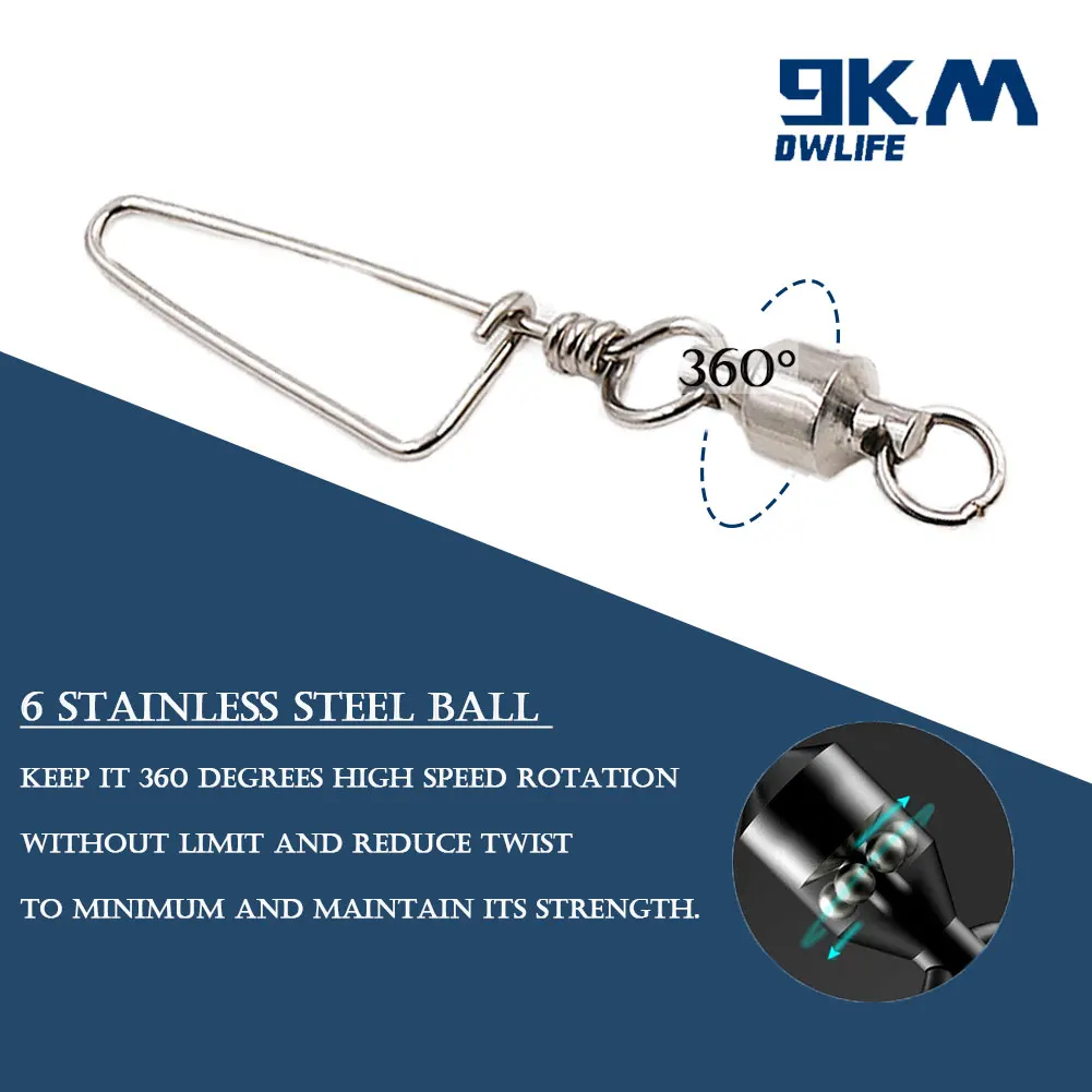 Rodamiento de bolas de pesca giratorio Snap Coastlock Snap conector de curricán de alta velocidad giratorios de acero inoxidable accesorios de pesca Clip - imagen 5