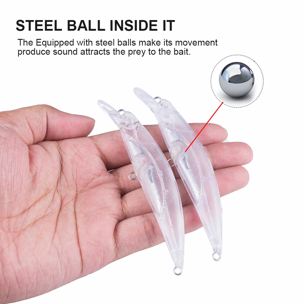 Hanlin-señuelo de pesca en blanco, cebo Crankbait Jerkbait que se hunde, Wobbler, Minnow, sonajeros, lápiz, aparejos de lubina sin pintar, 10/20 piezas, 11CM, 14G - imagen 4