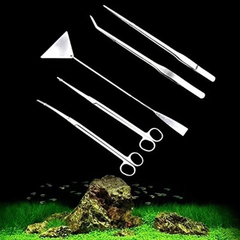 Juego de Herramientas de limpieza de plantas de vidrio para pecera de acuario, tijeras, pinzas, nivelador de grava, limpiador de vidrio para acuario, limpiador de pecera - imagen 3