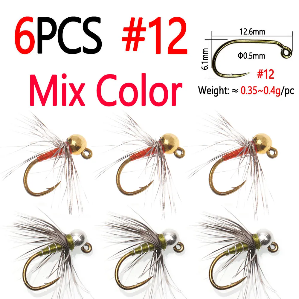 6PCS Mix Color Sz 12