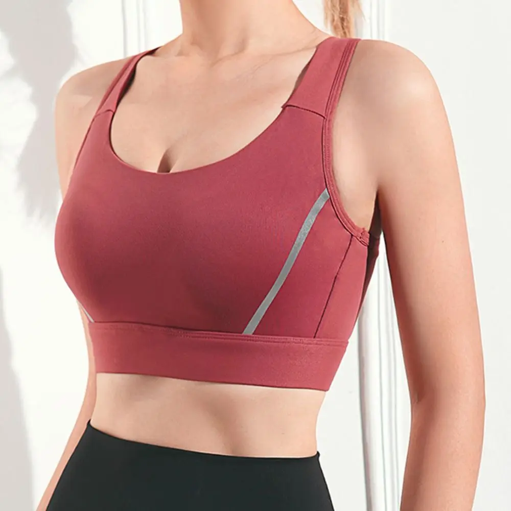 Sujetador deportivo en forma de I de Color sólido, talla grande, belleza en la espalda, Yoga, sujetador sin costuras, lencería antivibración, ropa interior para mujeres y niñas - imagen 3