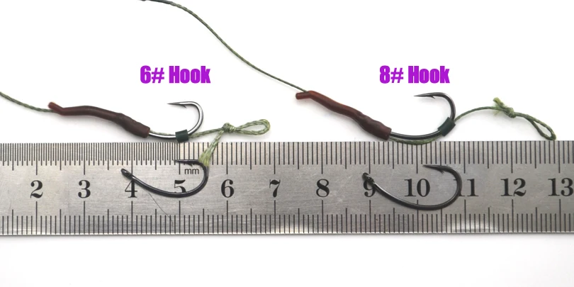 MNFT-aparejo de pesca de carpa hecho a mano, aparejos terminales, aparejo de pelo Chod para carpa, línea de pesca, grupo de pesca 6 #8 # anzuelos, 1 Juego - imagen 3