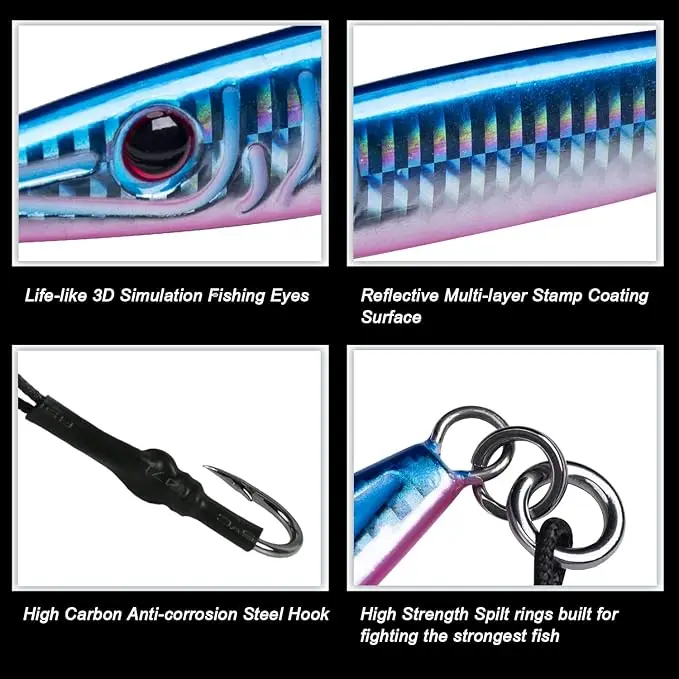 Goture-Juego de señuelos de Pesca, anzuelo de asistencia de 100g, 150g, 200g, plantillas verticales, cebo duro que se hunde, Jigging, bolsa de almacenamiento de cebo de Pesca, agua salada - imagen 4