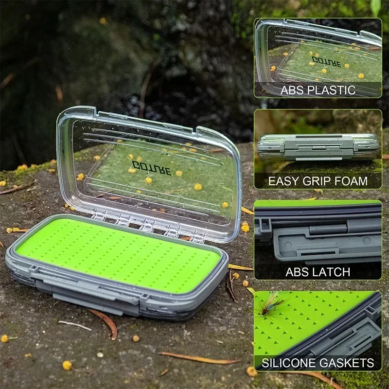 Goture 100% impermeable portátil caja de cebo con mosca 312 ubicación almohadilla de silicona espuma transparente caja de señuelos de pesca aparejos de almacenamiento de pesca - imagen 3