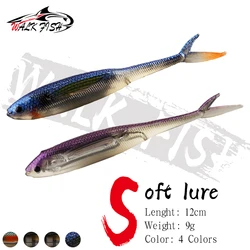 WALK FISH-cebo suave realista, 1 Uds., 9g, 12cm, Swimbait de agua salada, impresión 3D, pie de pato, cola cortada de pez, cola de tenedor, pesca en mar