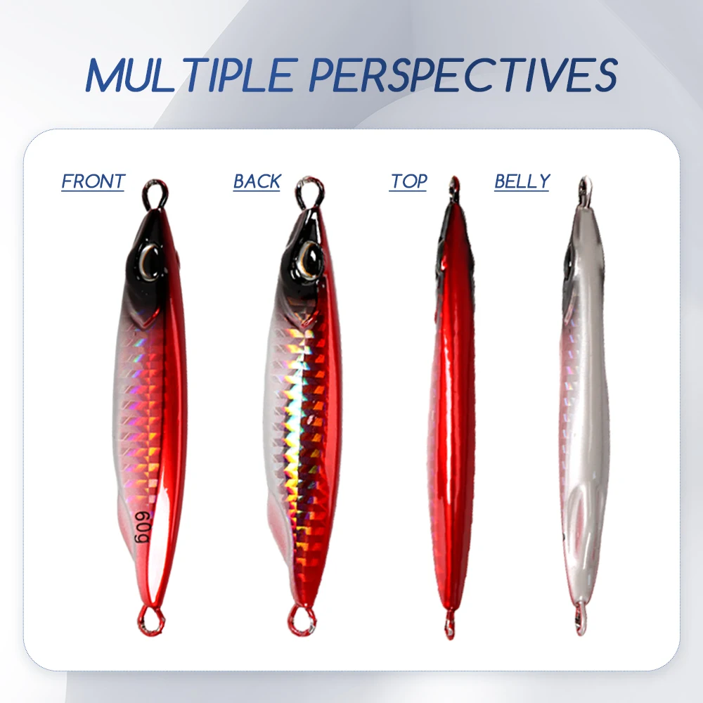 TOLU-señuelo de plantilla de Metal de hundimiento rápido, ojos 3D, 20g-100g, señuelo de pesca de fundición de tierra de agua salada, plantilla de Metal Vertical con anzuelos, novedad de 2024 - imagen 3