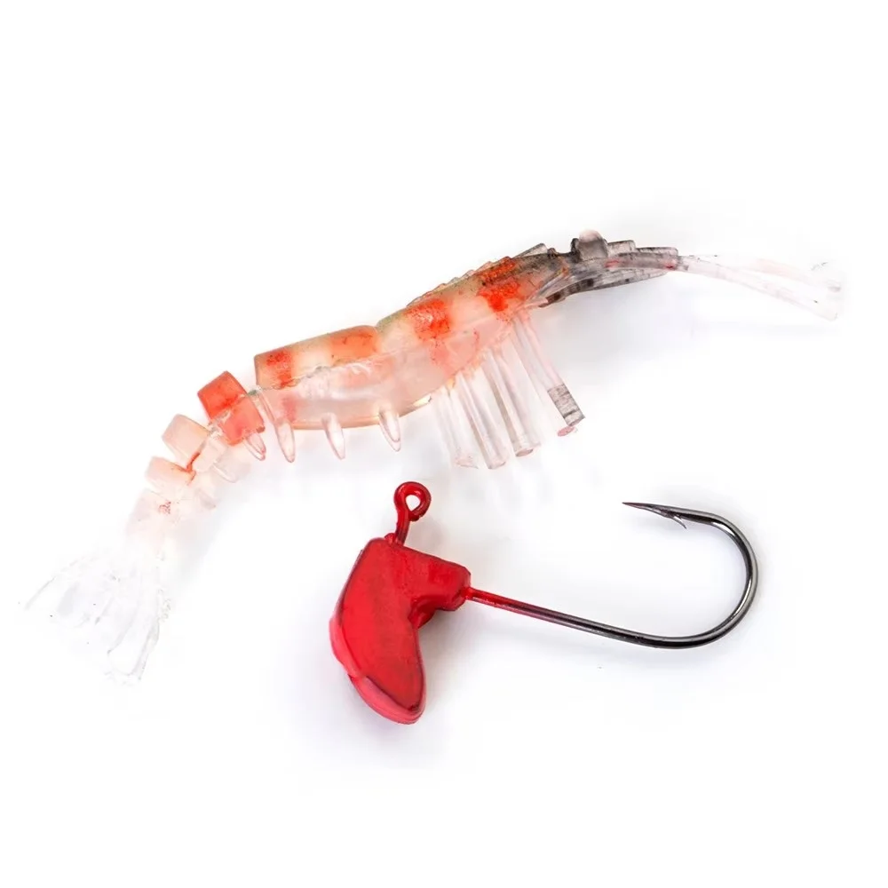 FTK 7g 14,5g ojo luminoso Mini Señuelos de Pesca de Camarones 7cm 10cm plantilla de señuelo suave de oruga cebo de pesca de Jigging de silicona - imagen 5
