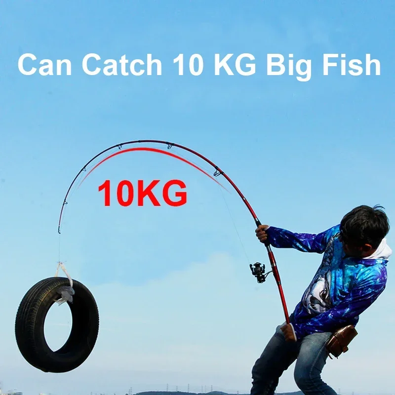 Caña de pescar portátil para barco, señuelo giratorio, caña de pescar de carbono dura ultraligera, 1,8 M, 2,1 M, 2,4 M, nueva caña de pescar roja de tres secciones - imagen 5