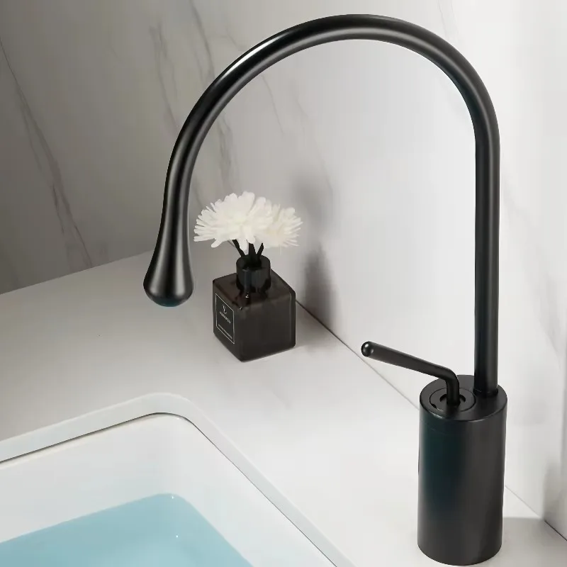 Grifo de lavabo de mesa giratorio para baño, grifo de gota de agua de estilo europeo, grifo de lavabo frío y caliente para balcón y baño - imagen 2
