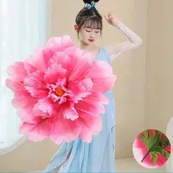 Peonías de tela para danza, flores de mano para actuaciones
