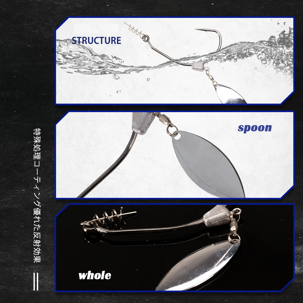 Gancho de manivela de lentejuelas D1 con cuchara de Metal 6/0 8/0, anzuelo individual, agregar peso, señuelos con bloqueo de giro, gancho de púas, ganchos Offset, 8G, 10,5G - imagen 4