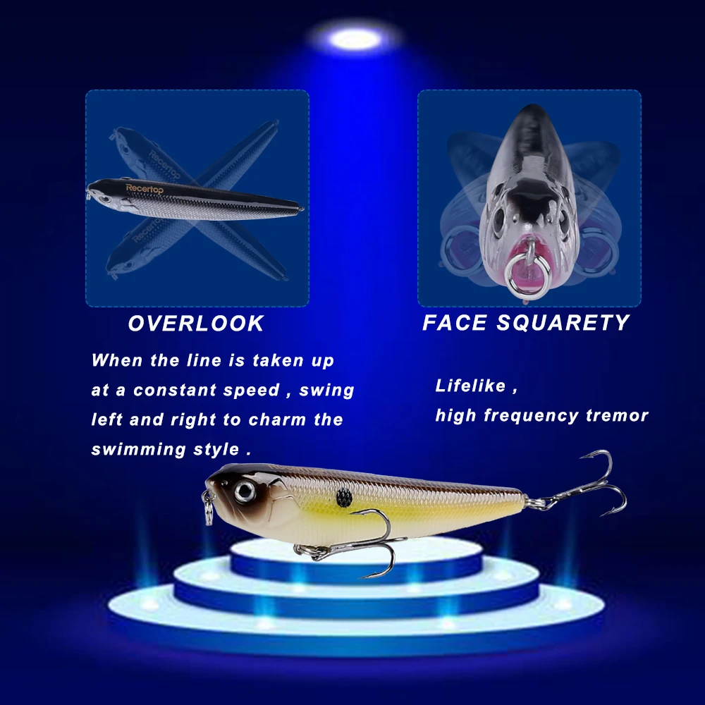 CCLTBA Topwater Wobblers 8,8 cm 8,3g cebos duros, Señuelos de Pesca con lápiz, señuelo de sonajero Artificial para aparejos de pesca, cebo de perca de lubina - imagen 3