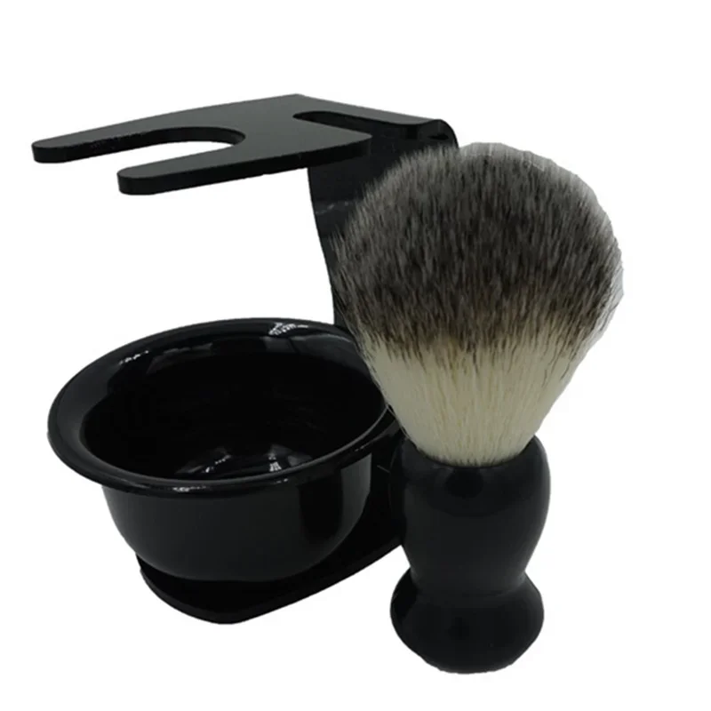Set de afeitado para hombre con cepillo, soporte y taza de jabón - imagen 5