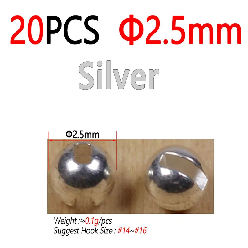 20pcs 2.5mm Silver