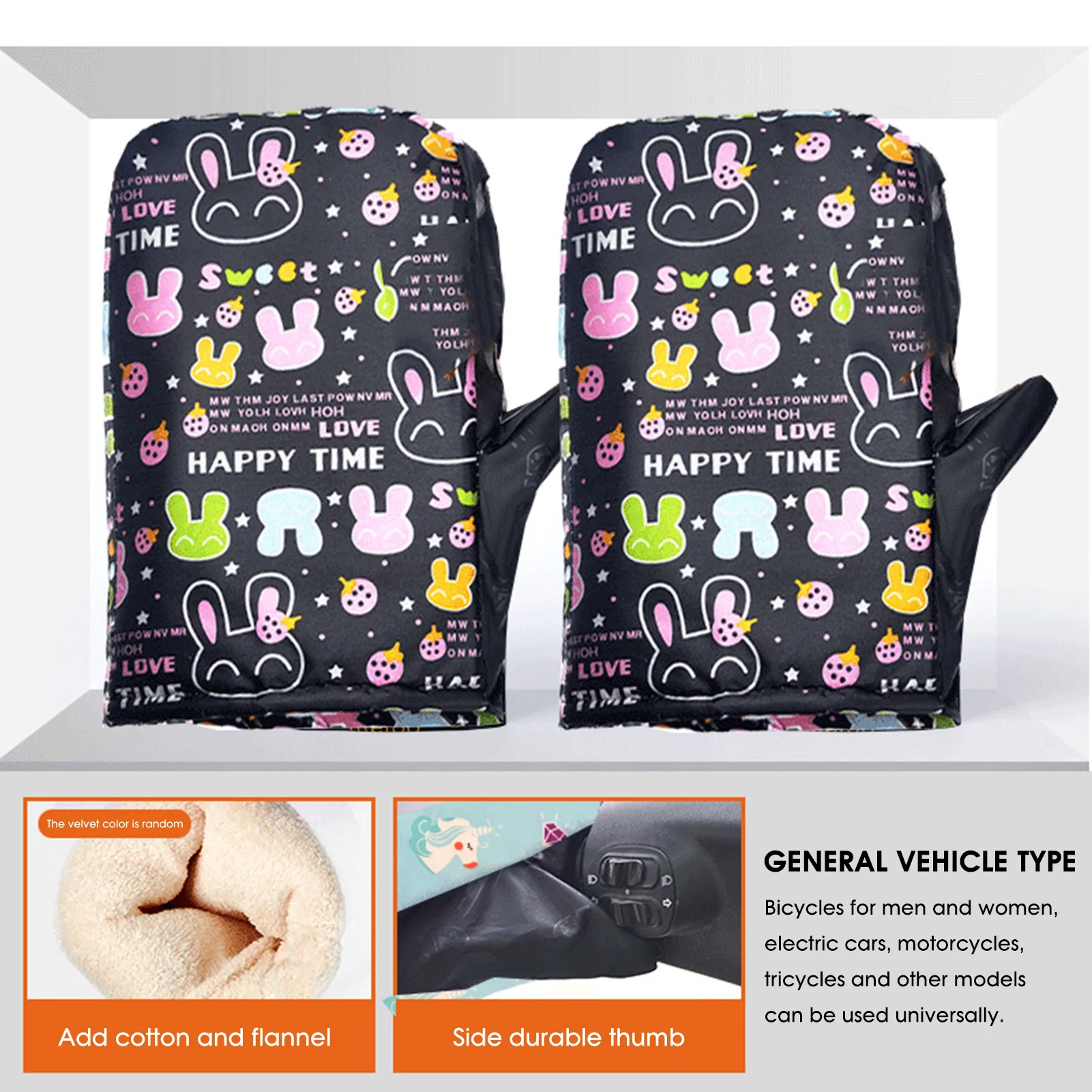 Guantes cálidos para manillar de bicicleta eléctrica, motocicleta, Scooter, manoplas finas de felpa para manillar, guantes cálidos para montar en bicicleta - imagen 2