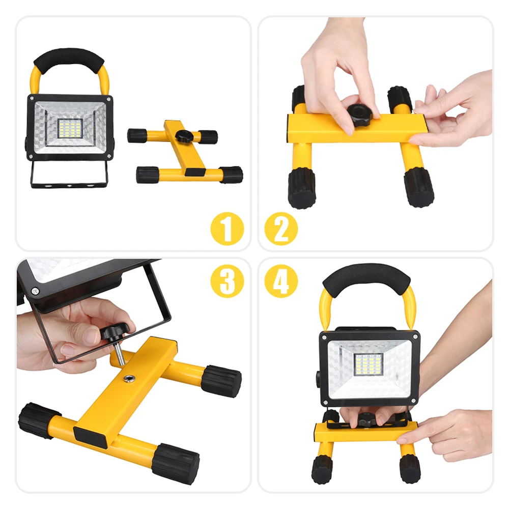 Reflector LED portátil recargable de 30W, foco impermeable con batería, lámpara de trabajo al aire libre, linterna de Camping - imagen 4