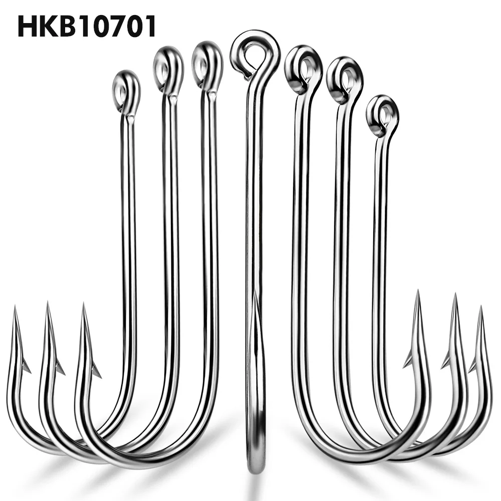 PROBEROS-Juego de anzuelos de pesca, gancho de púas duradero afilado, acero de alto carbono, tres especificaciones, accesorios de pesca, 50 unids/lote por caja - imagen 2