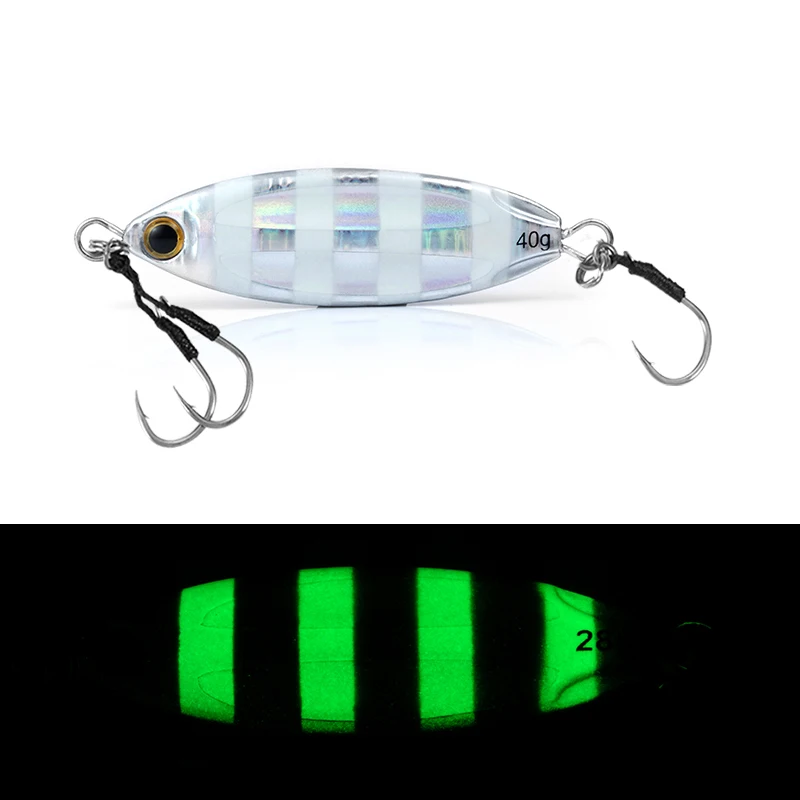 LETOYO 28g 40g 60g brillo Metal lento Jigging señuelos paso Jumpping pesca Jig cebo para pesca en el mar Shore señuelo de pesca de Metal - imagen 4