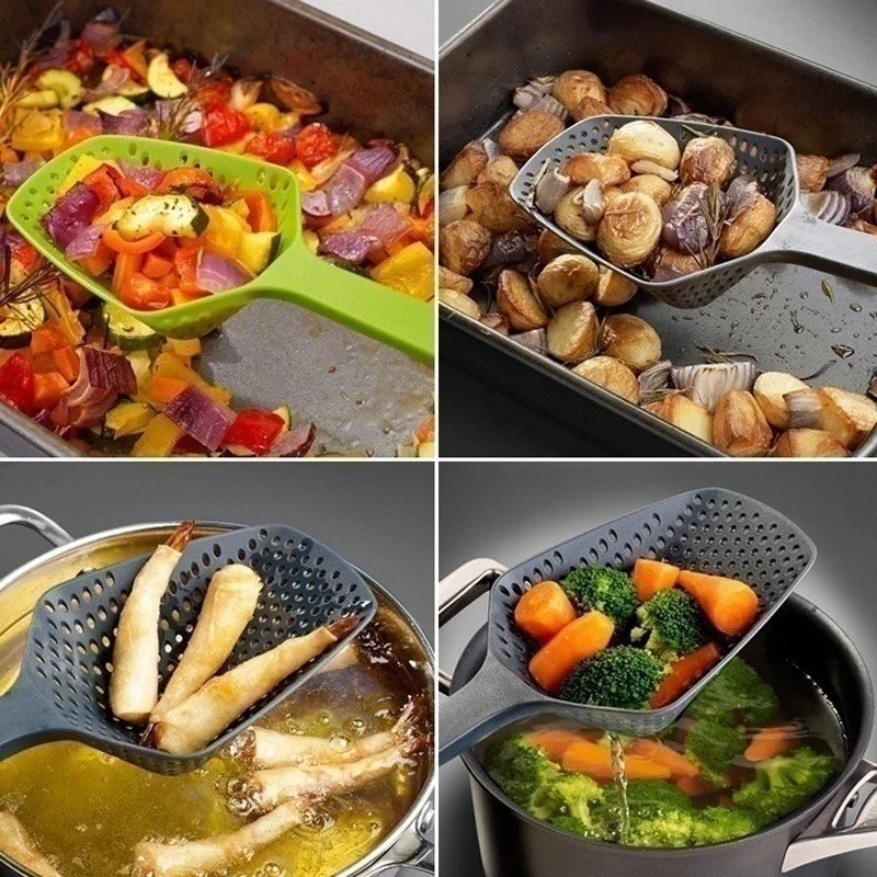 Palas de cocina creativas, colador de alimentos, cuchara de nailon, Gadgets de drenaje, colador grande, filtro de sopa, accesorios de cocina para el hogar - imagen 3