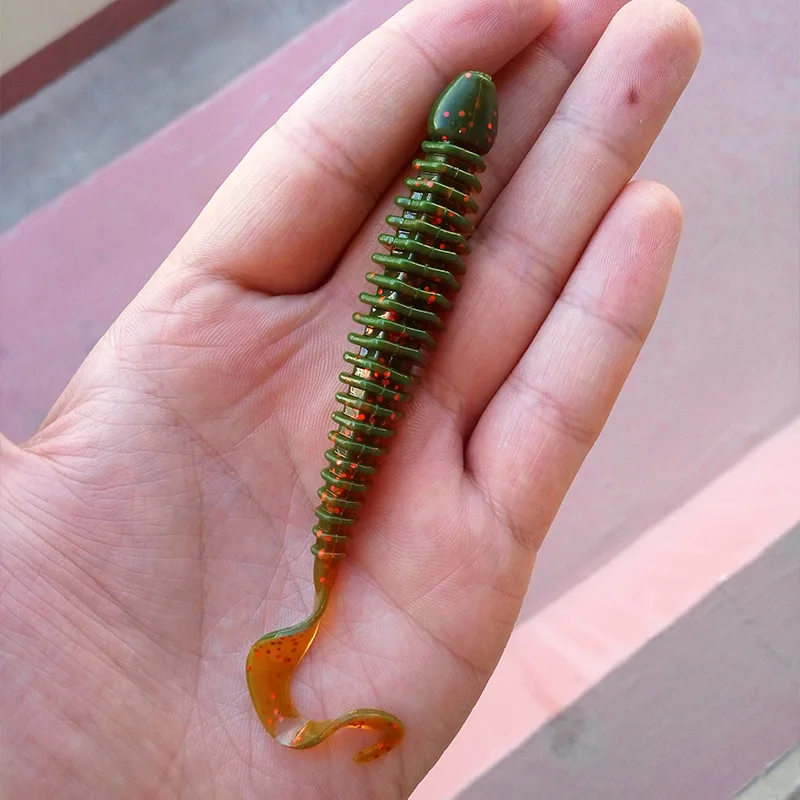ALLBLUE Saturn 105mm 9g señuelo suave gusano de una sola cola larva 6 unids/lote cebo de plástico Artificial de silicona lubina Swimbait aparejos de Lucio - imagen 2